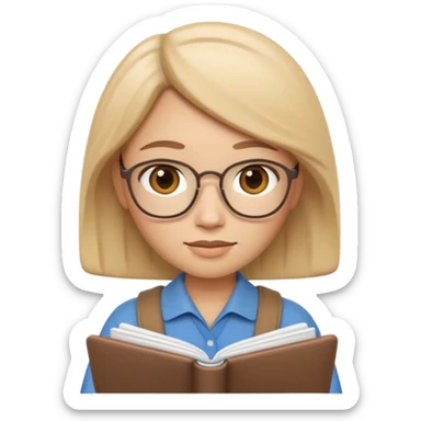 Apple Memoji-style 3D emoji of a calm counselor character with a notebook, soft shading, rounded shapes, warm colors, no background.
 sticker