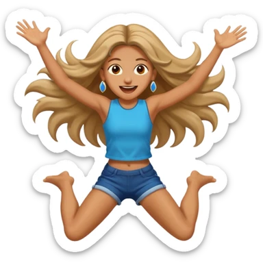 bungee jumping face in action with earrings and long hair flying away sticker