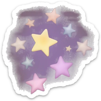 Three small, five-pointed stars grouped together. The stars have a slightly elongated shape, giving them a twinkling effect. They vary in size, with the largest star in the center and two smaller stars on either side.  sticker