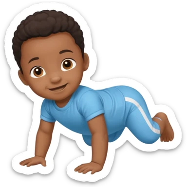 black baby crawling on the floor with baby sport clothes sticker