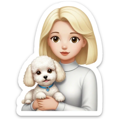 Blonde girl with bichon sticker