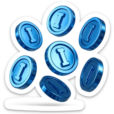 Des pièces de monnaie virtuelles bleus en mode rendu 3D pour un jeu vidéo sticker