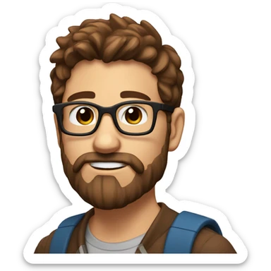 I want the nerd emoji bit with brown hair and brown eyes anda littl beard  sticker