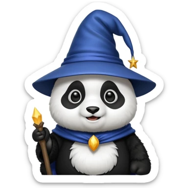 Chcę Pandę która ma czapkę czarownika i która jest kolorach biało-czarnych sticker