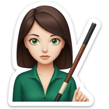 Beautiful brunette with pool cue sticker