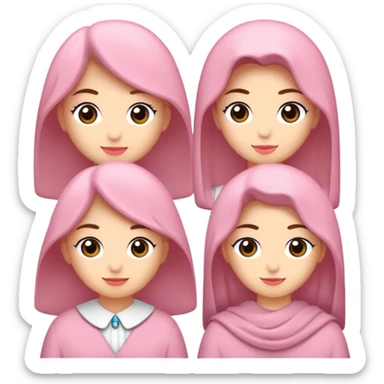 Beyaz ten, açık kumral uzun düz saç, çekik küçük ela gözler, minik burun, pembe dolgun dudaklar belirgin elmacık kemikleri olan bir kız sticker