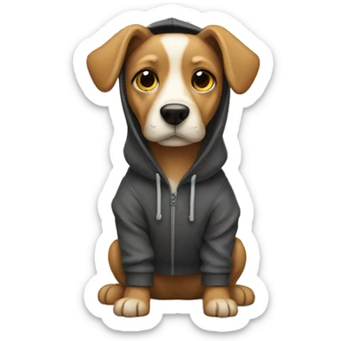Dog wearing hooodie sticker