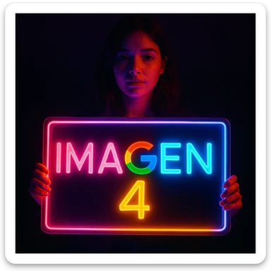 make a girl holding this sign, but sign in made of neon sticker