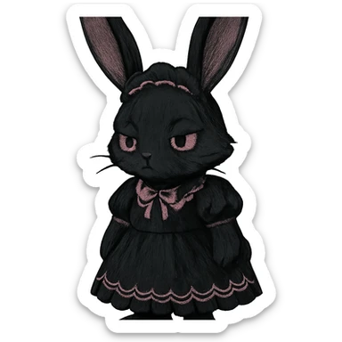 gothic bunny, black and pink colors, no background sticker