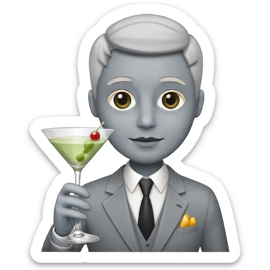 a pile of dust holding a martini sticker