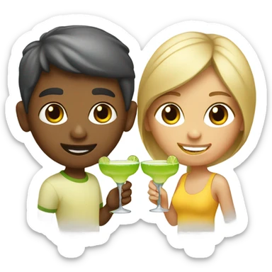 Boy and girl drinking margaritas  sticker