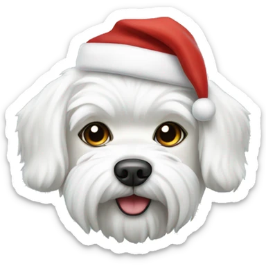  white maltese dog and Santa Claus  sticker