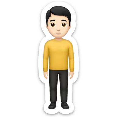 emoji man light skin and black hair, CUERPO COMPLETO, SOLO EL EMOJI SIN NINGUNA EXPRECION sticker