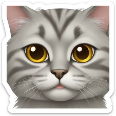 Gray siberian cat muzzle sticker