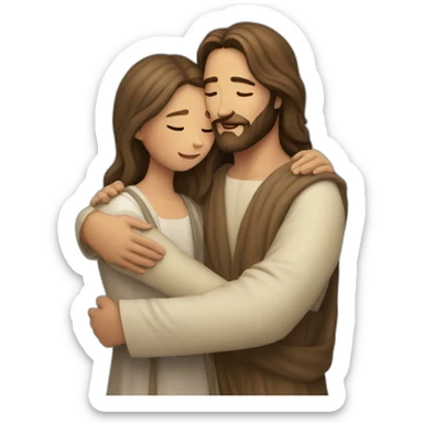 Jesus hugs a girl sticker