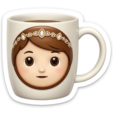 Realistic large coffee mug, with adorable detailed embellishment on front sticker