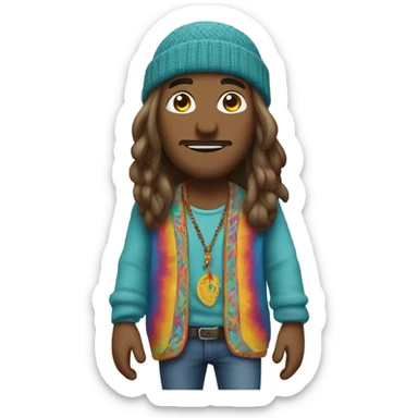 Walking hippie with beanie on sticker