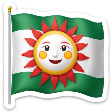 A flag with RED WHITE and GREEN colours, a sun in the middle  sticker