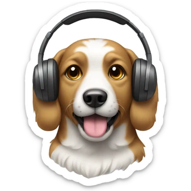 dog with headphones  sticker