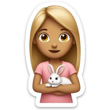 Girl with rabbit  indoors sticker