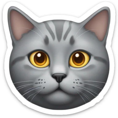 fat fully grey cat with amber eyes sticker