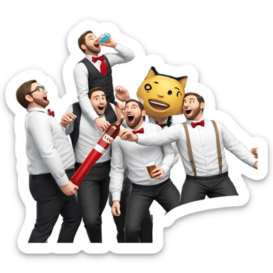 bowtie wearing boys drinking fun sticker