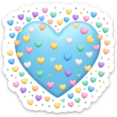 white heart with a pastel confetti effect sticker