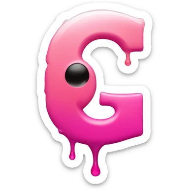the letter G and there is a dot on it, in pink shades, dripping from it sticker