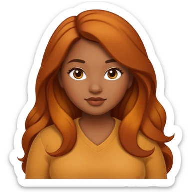 Curvy pretty brown girl with long hair, wearing fall colors sticker