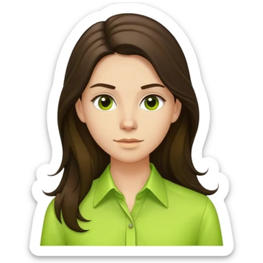 long haired brunette in lime green formal shirt sticker