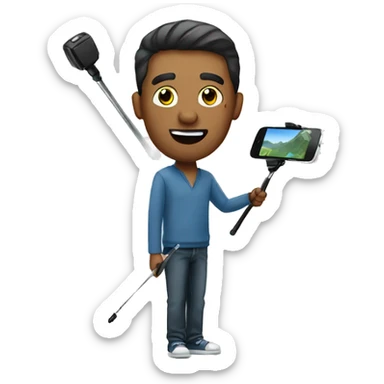 man with a selfie stick sticker