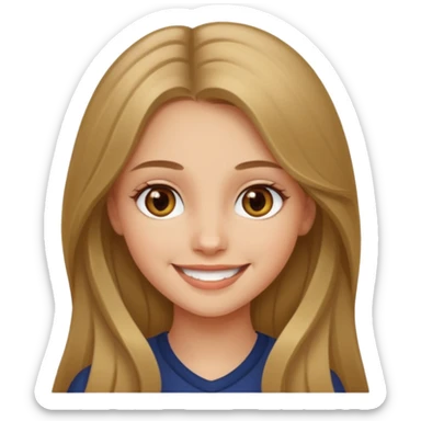 create a girl with dark blond long hair, hazel eyes and beautiful smile sticker