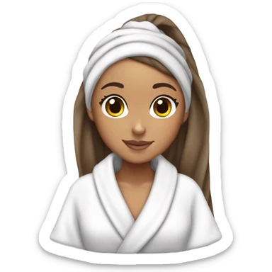 ariana grande in bath robe with hair towel sticker