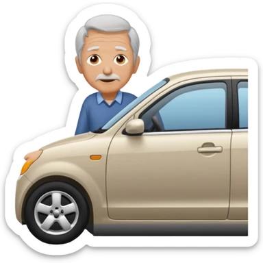 My grandfather is pulling a rear car sticker