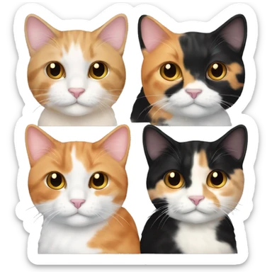calico cream cat with black calico cat with orange calico cat mixed sticker