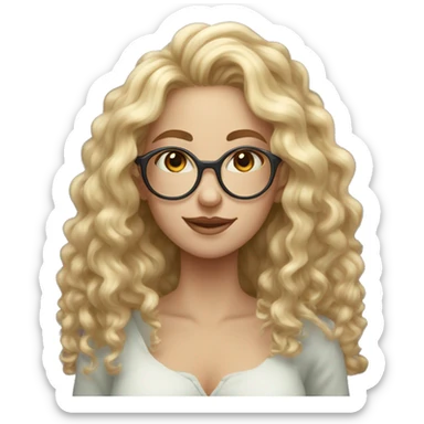 Mystical Blonde curly woman long hair with glasses taking a precious stone  sticker