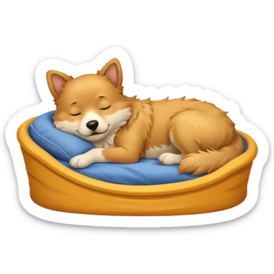 dog sleeping in a bed sticker