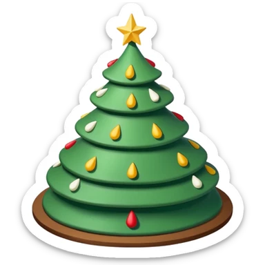 flat cake that looks like christmas tree, it is whole layered with white cream and has sharp corners sticker