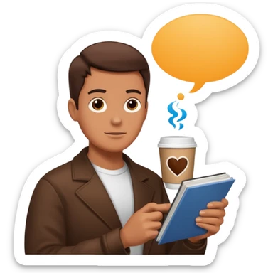 colazione, caffé e un fumetto che fa capire che qualcuno nello sfondo sta parlando sticker