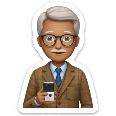 professor with phone sticker