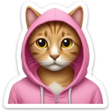 cat wearing a pink hoodie sticker