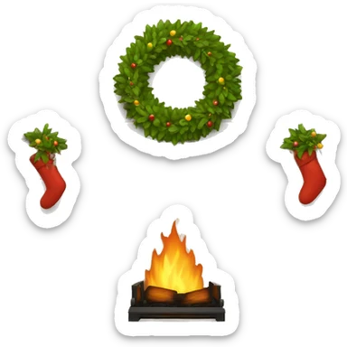 Fireplace with garland sticker