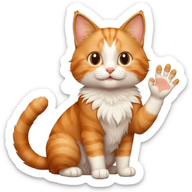 The cat says hello and waves his paw sticker