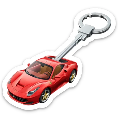 red Ferrari key with a black background sticker