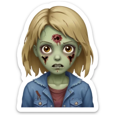 Zombie girl medium dark blonde hair brown eyes  sticker