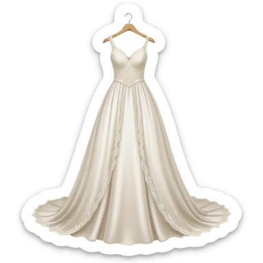 White sparkly wedding dress on a hanger sticker