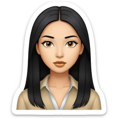 Stylish confident woman with Asian and Latina features, long straight black hair sticker