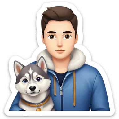 stylish guy with husky indoors sticker