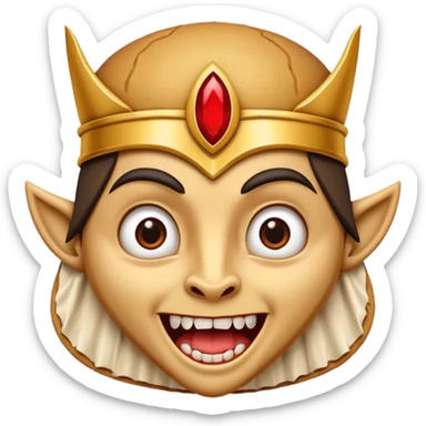 Pancake with cute face wearing a pharaoh headdress and vampire accessories  sticker