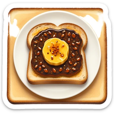 Cinematic Realistic Vegemite on Toast Dish Emoji, depicted with a generous spread of savory Vegemite on perfectly toasted bread, rendered with vibrant textures and warm lighting that captures its uniquely Australian flavor. sticker